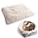 Deautie Katzenbett 2-in-1 Plüsch – 61 x 51 cm Haustiernest für Katzen & kleine Hunde