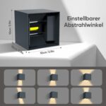 vatato 2er Set LED Wandleuchte 12W – Aluminium Wandlampe mit verstellbarem Lichtstrahl für Innen & Aussen – Bild 2