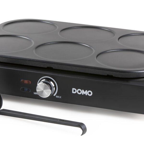 DOMO DO8717PN Pancake Maker für 6 Pancakes – PFAS-freie Antihaftbeschichtung mit Holzdesign