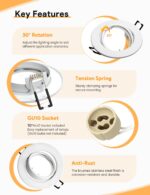 LED Einbaustrahler GU10 Set 10er – Schwenkbar 30° Ø 68 mm Weiss Matt – Bild 5