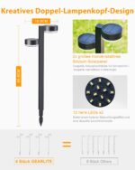 GEARLITE 4er-Set Solarleuchten mit Doppelkopf-Design – 24 LED Warmweiss für Garten & Terrasse – Bild 7