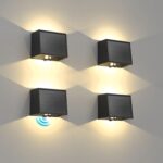 T-SUN Solar Wandleuchte mit Bewegungsmelder 3000K – IP65 Solarlampe für Aussen (4er Set)
