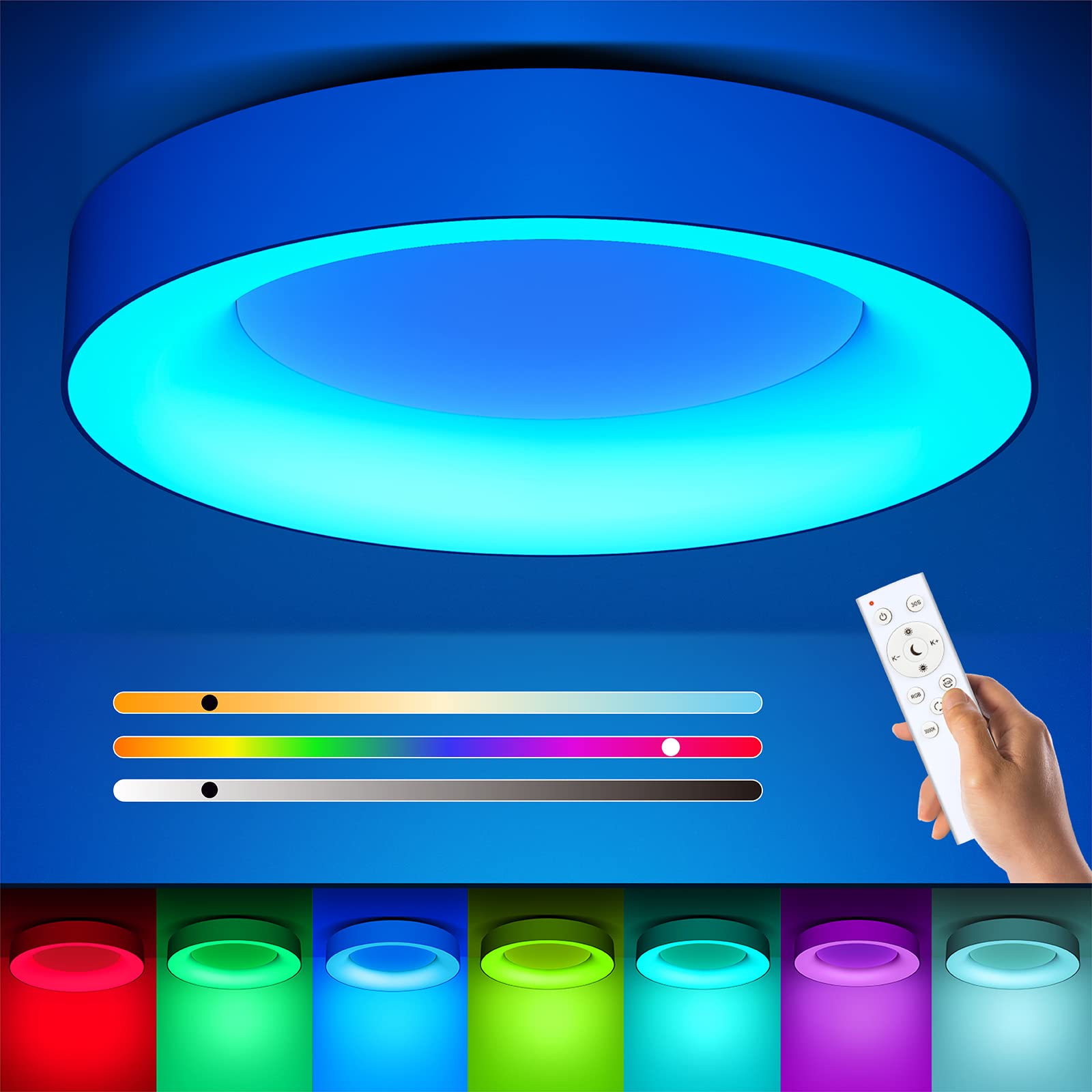 Matane 24W LED Deckenleuchte RGB mit Fernbedienung – Dimmbar 3000K-6500K für alle Räume