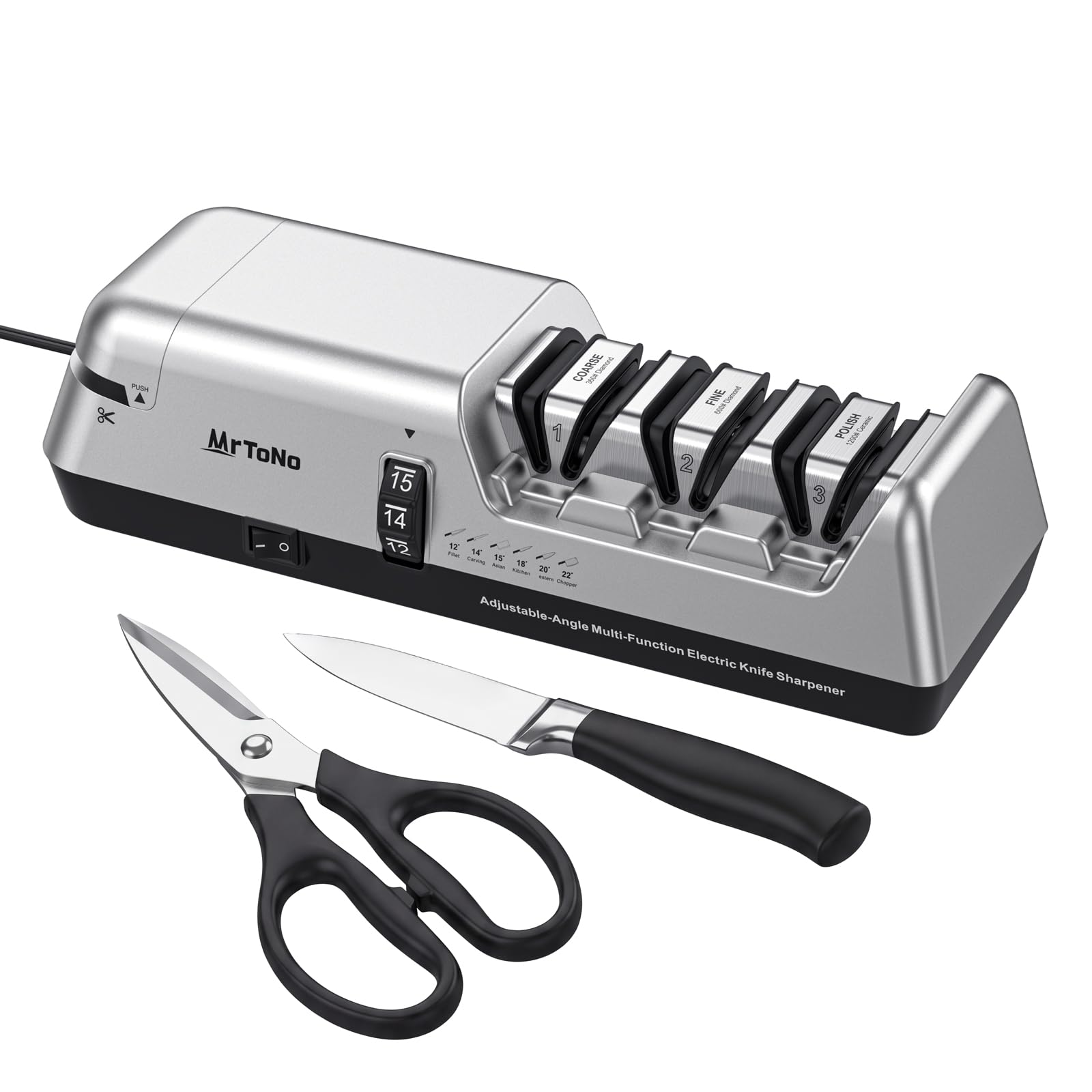61yMla9dF-L._SY1600_.jpg MrToNo Elektrischer Messerschärfer 3-stufig mit Diamant – 12°–22° verstellbar – Bild 1