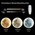 LED Mond Wandleuchte 50cm dimmbar 3000K-6000K – Fernbedienung & Stecker – Bild 3