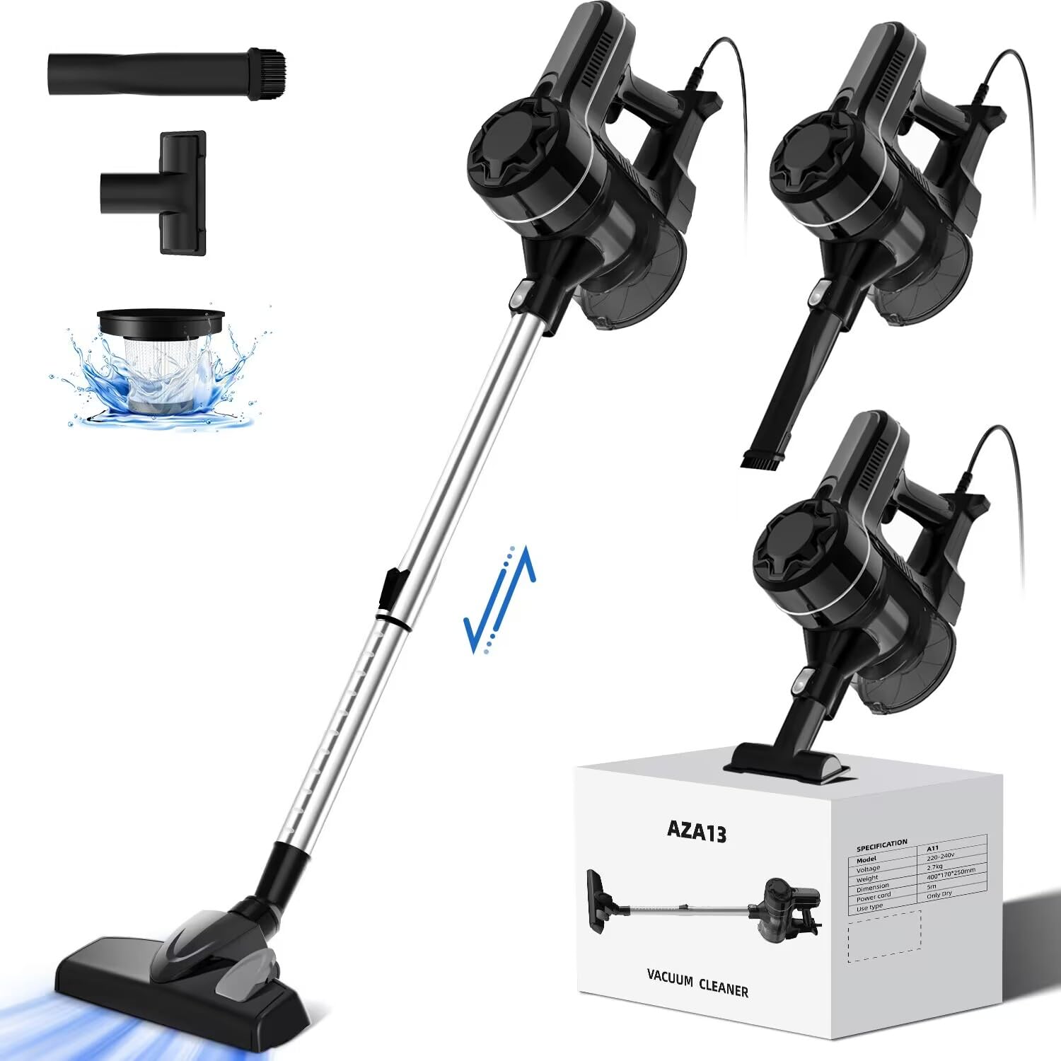 Authmic Staubsauger mit Kabel 20 kPa – 3-in-1 Reinigungssystem mit H13 HEPA Filter