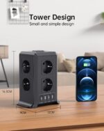 Sameriver 12-in-1 Steckdosenleiste mit 8 AC & 4 USB – Überspannungsschutz für Büro & Zuhause – Bild 6