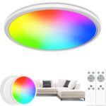 zemty 2er Set LED Deckenleuchte Dimmbar mit Fernbedienung – RGB Farbwechsel für alle Räume