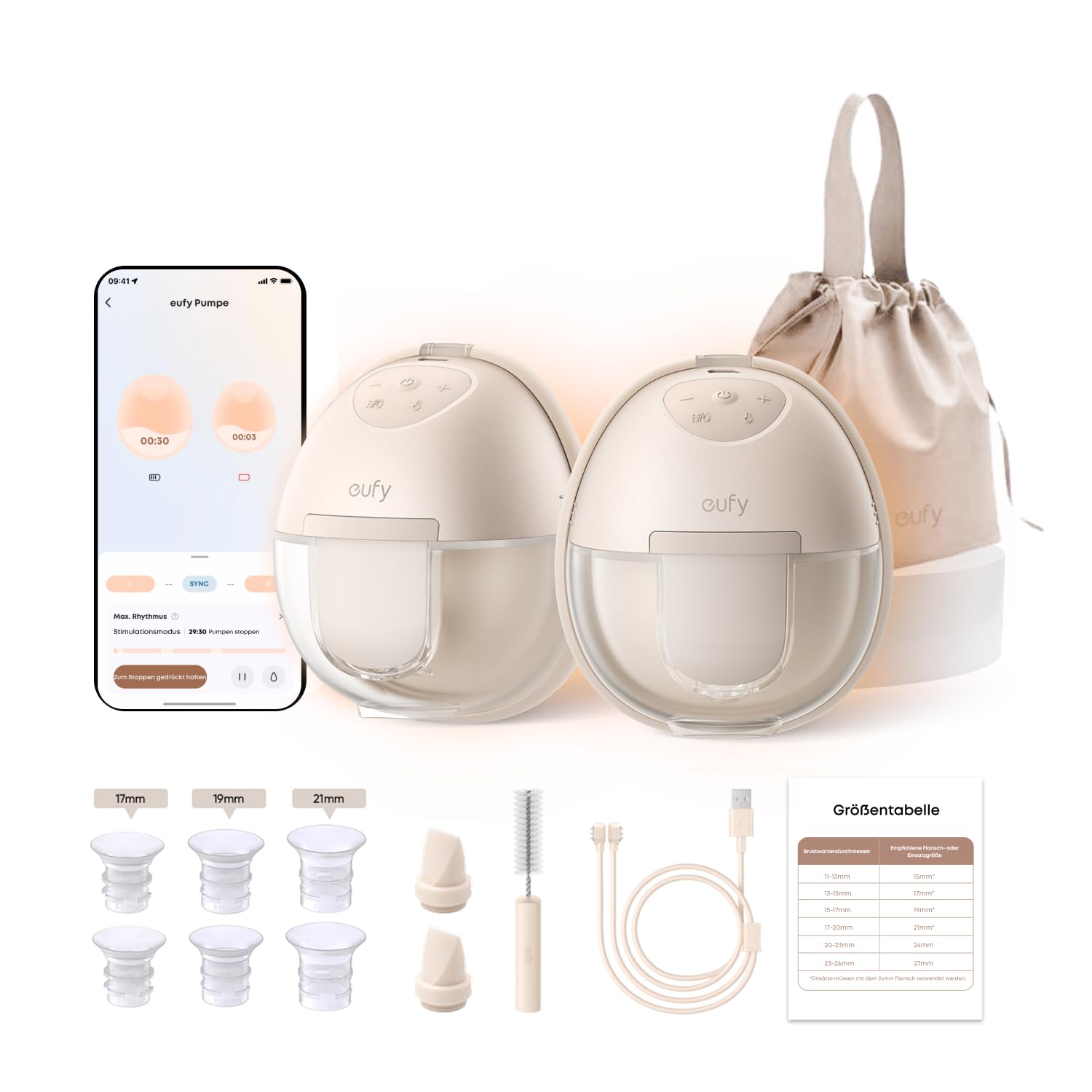 eufy Tragbare Milchpumpe S1 – App-gesteuert mit HeatFlow-Technologie & Kliniksaugkraft