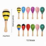 behone Mini Holz Maracas 12er Set – Farbenfrohe Holzrasseln für Kinder & Schulen – Bild 2