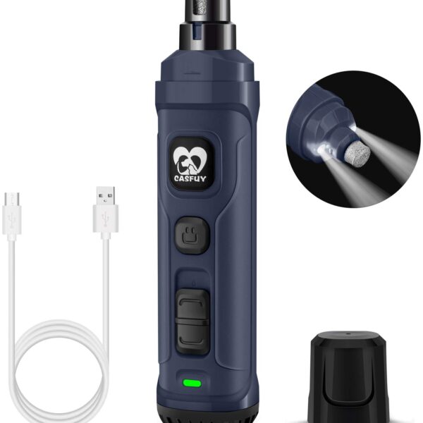 Casfuy Krallenschleifer für Hunde mit 2 LED-Leuchten – Elektrischer Krallentrimmer für kleine & mittelgrosse Haustiere