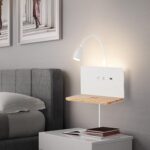 SENFAY LED Wandleuchte mit Wireless Charger & USB – Leselampe Schlafzimmer 360° Schwanenhals – Bild 2