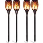 4er Set Solarlampen mit 96 LED & Flammeneffekt – Automatische Gartenbeleuchtung IP65 wasserdicht