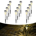 PASLFC 12er Set Solarleuchten Garten Warmweiss – IP44 Wasserdicht für Terrasse & Wege
