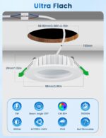 QOJUX LED Einbaustrahler 230V 5W 800lm Neutralweiß – 12er Set Deckenspots IP44 – Bild 3