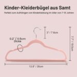 Wellong Samt-Kleiderbügel 35cm, 32er Set Rosa – Rutschfest für Babys & Kleinkinder – Bild 3