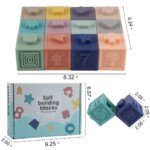 Mini Tudou Baby-Bausteine 12-teilig – Silikon-Stapelspielzeug mit Beissringen für ab 6 Monaten – Bild 2