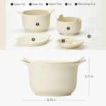 Firgi Mikrowellen-Reiskocher Low Carb 2-3 Tassen – Platin-Silikon Reiskocher Cremeweiss – Bild 2