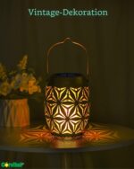 2er Set LED Solar Laterne Aussen – Orientalische Vintage Gartendeko mit IP65 Wasserschutz – Bild 5