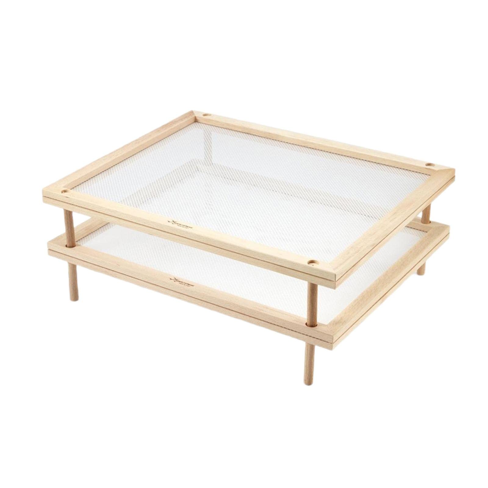 Fenteer Holz Dörrgitter 30x40cm – Stapelbarer Trockenständer für Obst, Fleisch & Gemüse