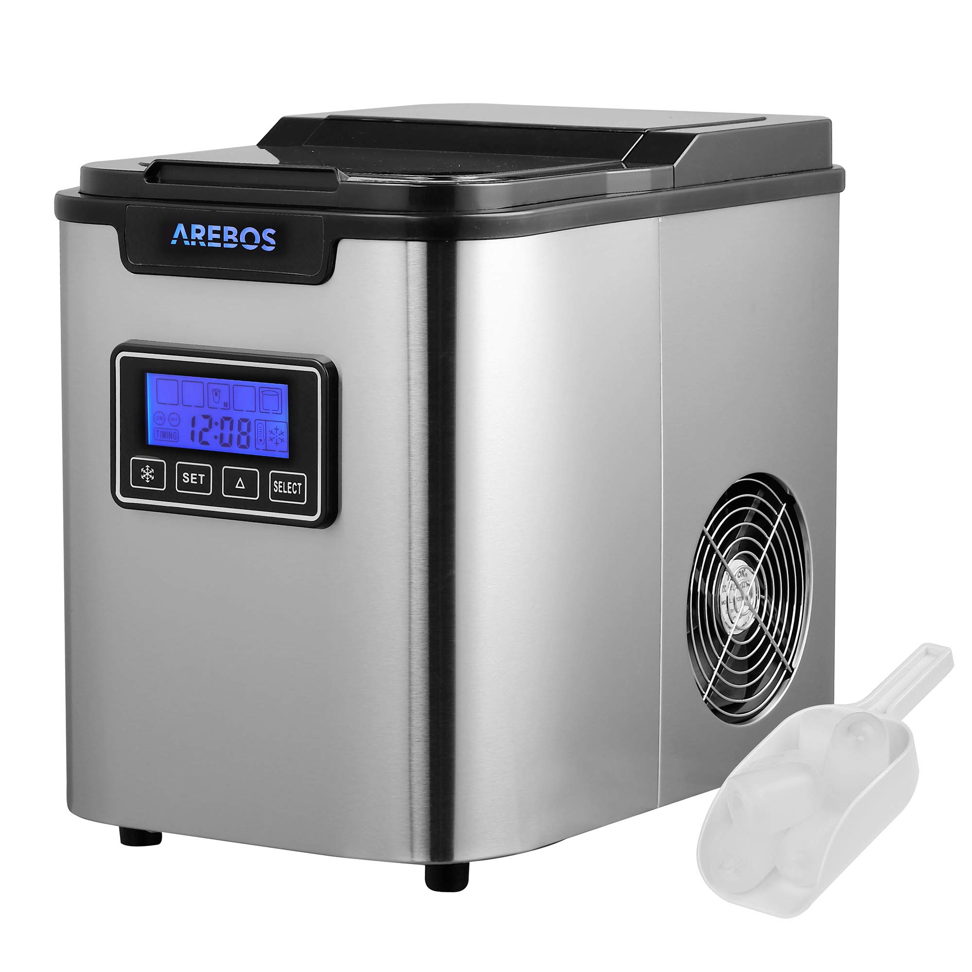 Arebos Eiswürfelmaschine 12 kg/24 h – Kompakte Eisproduktion mit 3 Würfelgrößen