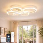 YOLEDY 6-Ring LED-Deckenleuchte mit Fernbedienung & App-Steuerung – Dimmbar für Wohnzimmer