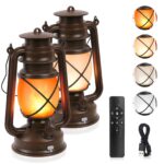 KINGLEAD LED Vintage Laterne 2er Set mit Flammeneffekt – USB Wiederaufladbar & Dimmbar