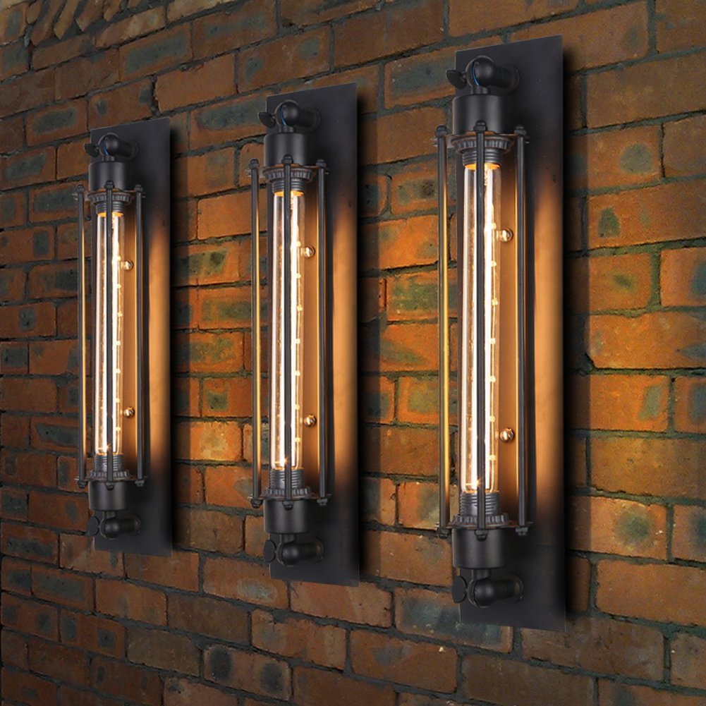 FRIDEKO HOME 3er Set Industrial Wandlampe 45 cm – Vintage Steampunk Leuchte für Wohnraum