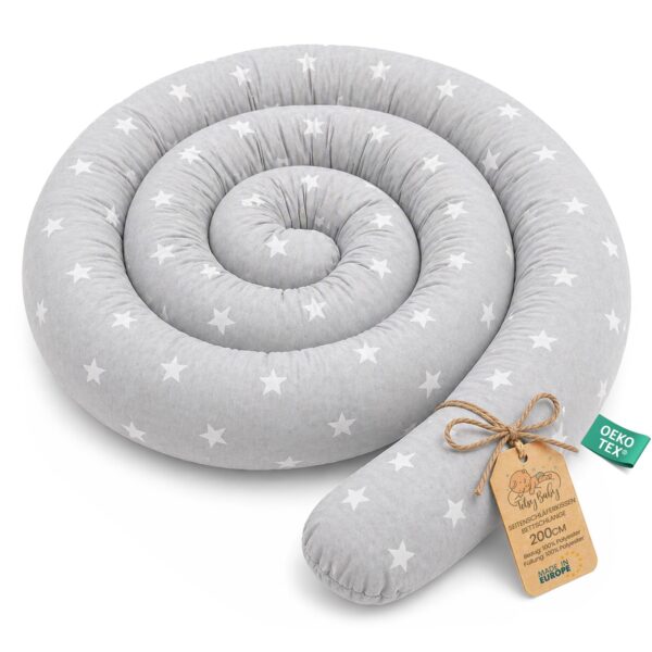 200 cm Bettschlange Totsy Baby – Handmade Baumwolle mit Sternenmuster für Babybett & Kinderzimmer