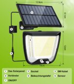 spqment Solar-Sicherheitsleuchte 288 LED mit Bewegungsmelder – IP65 Aussenstrahler für Garten & Garage – Bild 2