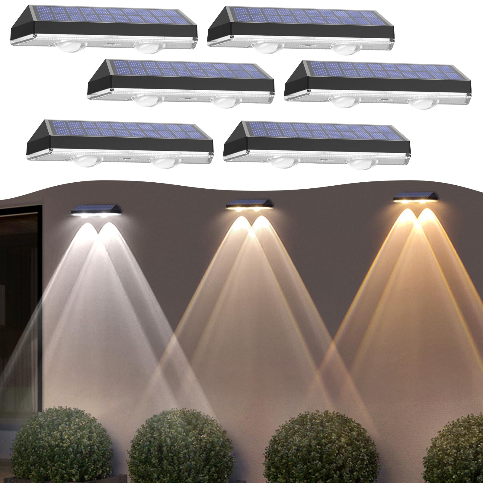 Liyade Solar-Wandleuchten 6er Set mit 3 Lichtmodi – Intelligente Aussenbeleuchtung für Garten & Terrasse