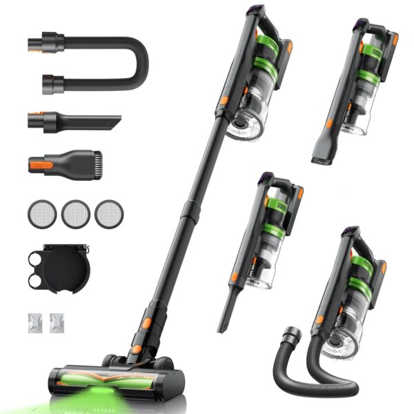 SunSare Akku-Staubsauger 650W/55kPa – 70 Min Laufzeit, Laser-Bodenbürste & Aromafunktion