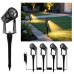 GLOBELIT LED Gartenstrahler 4er-Set 14M Kabel – 360° schwenkbar, IP65 wasserdicht, 3000K Warmweiss