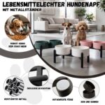 Erhöhter Hundenapf Set PTOBER – Doppelnapf Keramik mit Edelstahlständer für kleine & mittlere Hunde – Bild 3