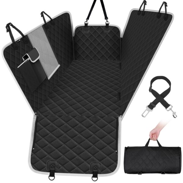 pecute Hundedecke Auto 146×136 cm – Rückbanksitzer mit Seitenschutz & Sichtfenster
