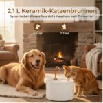 MISFANS Katzenbrunnen Keramik 2.1L – Antibakteriell mit Kupferrohr & 3-fach Filter – Bild 4