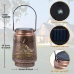 Qoosea Solar-Gartenlaterne Eule – Wasserdichte Deko-Leuchte mit Musterprojektion für Aussen – Bild 5
