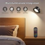 Euakee Wandleuchte 2er Set RGB mit Magnethalterung – Kabellose Akku-Wandlampe mit Fernbedienung – Bild 3