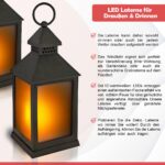 NECESITAS LED Laterne 2er Set – Flackereffekt & Batterien – Wasserfest Indoor & Outdoor – Bild 3