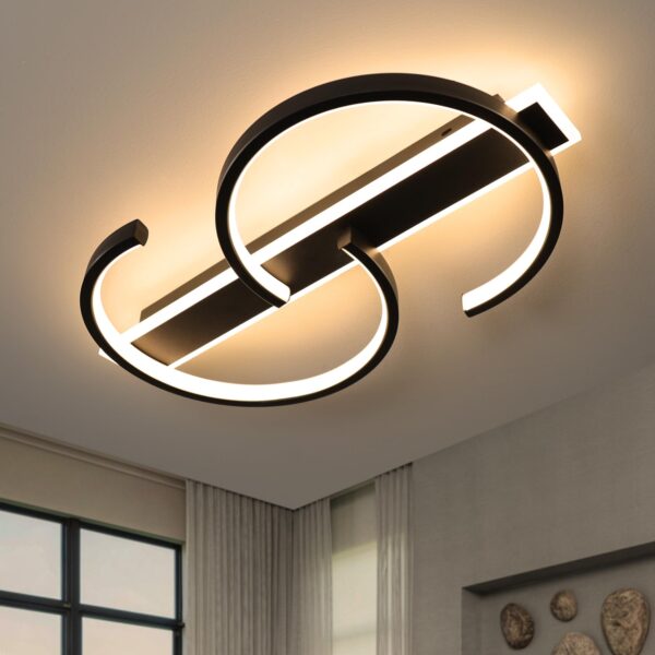 LUOLONG 40cm LED Deckenleuchte Dimmbar mit Fernbedienung – Modern Schwarz für Wohnzimmer & Schlafzimmer