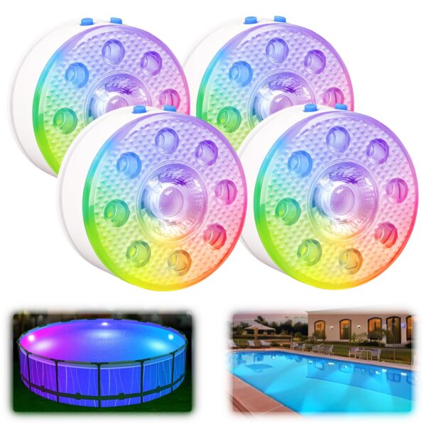 4er Set idyl light Poolbeleuchtung mit Fernbedienung – IP68 Unterwasserlicht wiederaufladbar