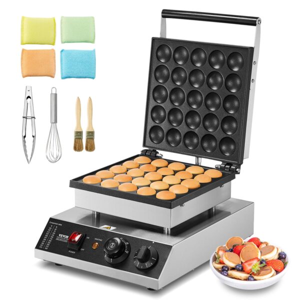 VEVOR Pfannkuchenmaker 25er mit Temperaturregelung – Kommerzielle Backmaschine 1700 W