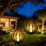 KagoLing 2er Set Solar-Laternen Tropfen mit Craquelé-Glas – Warmgelbes Licht für Garten & Balkon