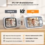 BOIFUN Babyphone mit 2 Kameras, 720P Monitor – Ohne WLAN, Nachtsicht & Temperaturerkennung – Bild 4