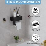 Heatigo Toilettenpapierhalter Schwarz – 2in1 Klorollenhalter mit Feuchttücherbox & Ablage – Bild 4