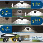 JESLED Solarleuchte 104 LED 8W mit Bewegungsmelder – Sichere Aussenwandleuchte IP65 für Garten – Bild 3