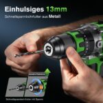 Ginour 21V Bürstenlos Schlagbohrschrauber 90Nm mit 2x2Ah Akku & 22-tlg. Zubehör – Bild 7