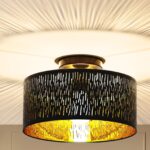 FRIDEKO HOME Deckenlampe Ø30cm Schwarz-Gold – Elegante Deckenleuchte mit E27-Fassung – Bild 8