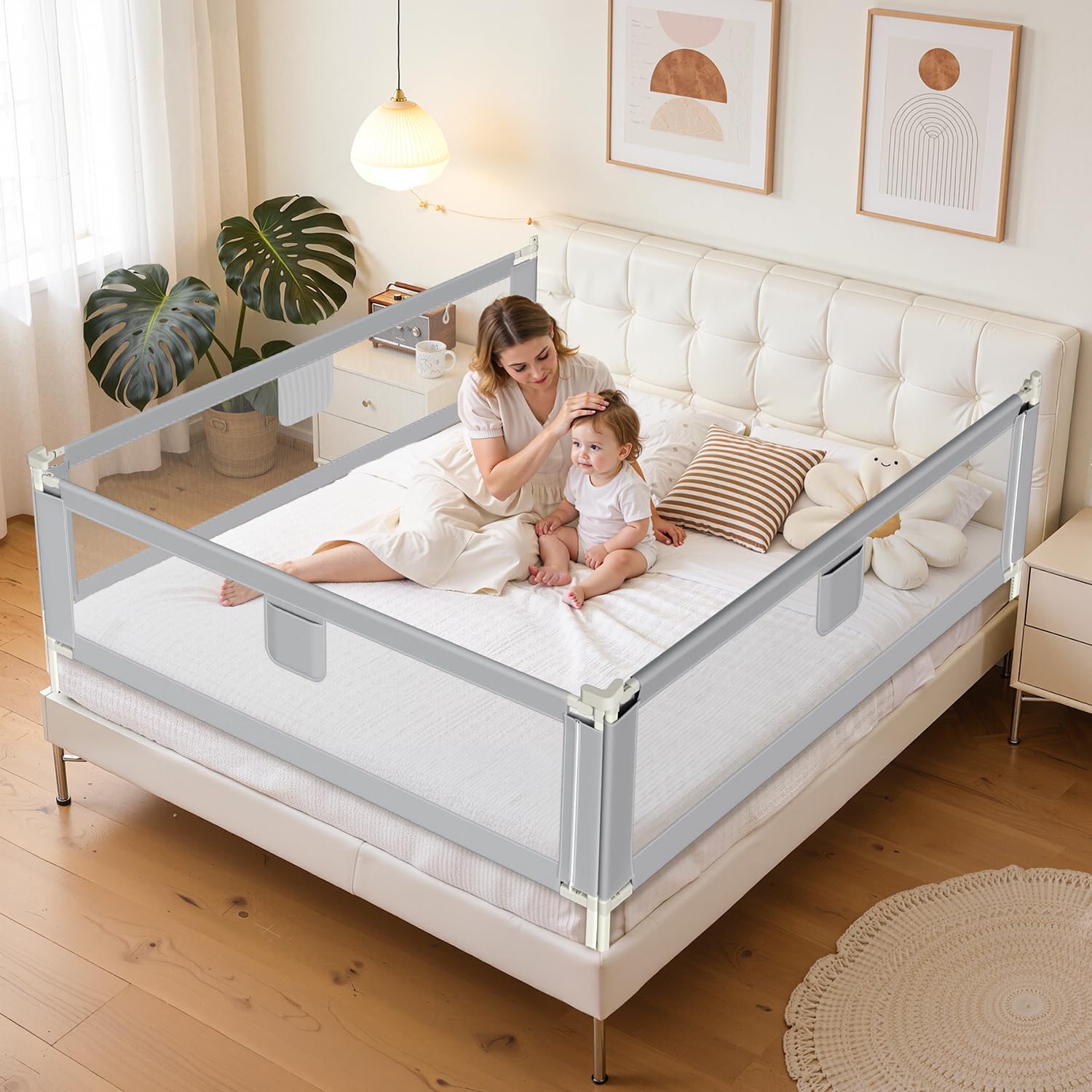 Tubiaz Kinderbettgitter 3er-Set – Höhenverstellbar 64–96 cm für Kleinkinder