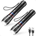 Blukar LED Taschenlampe Aufladbar 2er Set – 2000 Lumen Zoom Taschenlampe mit 5 Modi